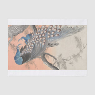 Ohara Koson Two Peacocks on Tree Branch Tissue Paper
