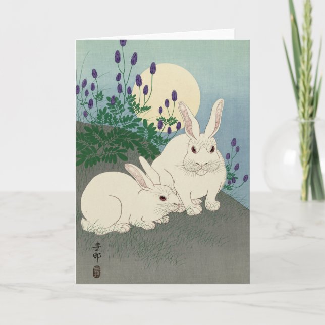Ohara Koson, Two Rabbits - Japanese Fine Art Card (Front)