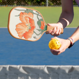 Ohara Koson - Vintage Japanese Orange Poppy Flower Pickleball Paddle