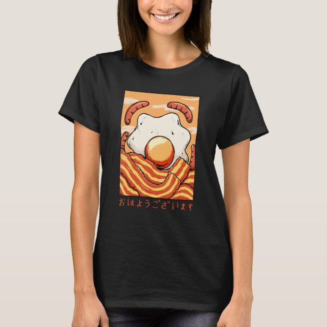 Ohayo Egg Bacon Sausage Hotdog Breakfast Food Baco T-Shirt (Front)