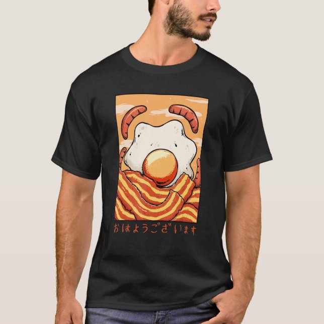 Ohayo Egg Bacon Sausage Hotdog Breakfast Food Baco T-Shirt (Front)