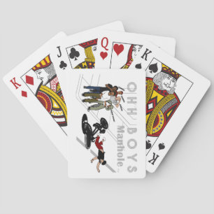 OHH BOYS - Man on Bike Hits a Manhole Case-Mate iP Playing Cards