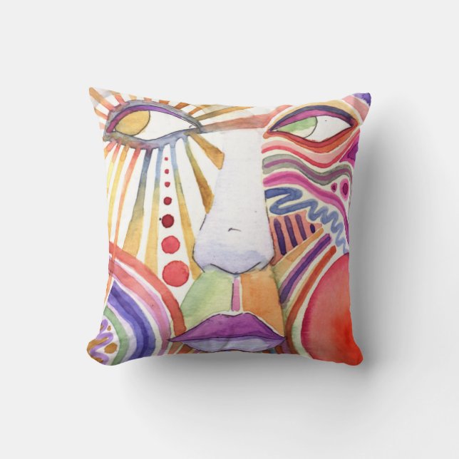 Ohhhh....WATERCOLOR FACE Water Colour Pillow (Front)