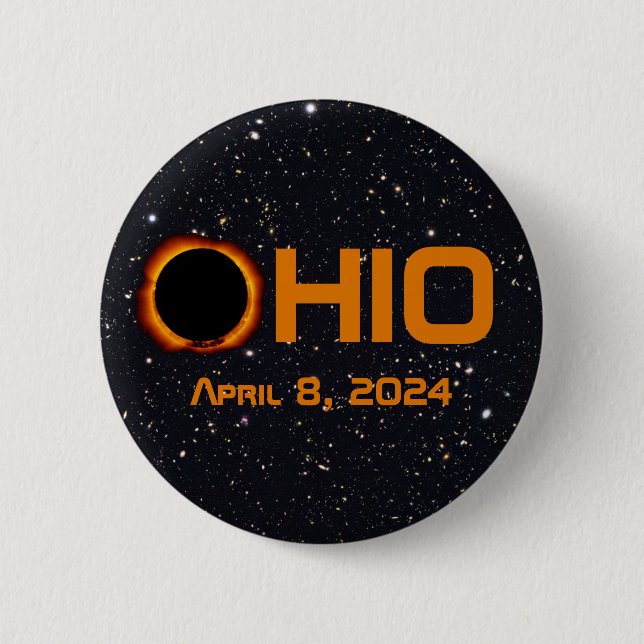 Ohio 2024 Total Solar Eclipse  6 Cm Round Badge (Front)