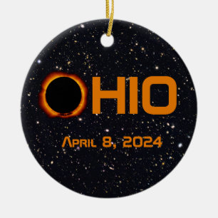 Ohio 2024 Total Solar Eclipse  Ceramic Ornament