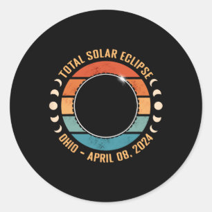 Ohio 2024 Total Solar Eclipse Totality Path Men Wo Classic Round Sticker