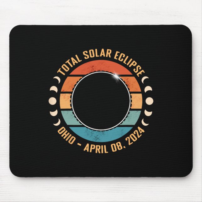 Ohio 2024 Total Solar Eclipse Totality Path Men Wo Mouse Pad (Front)