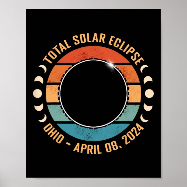 Ohio 2024 Total Solar Eclipse Totality Path Men Wo Poster (Front)