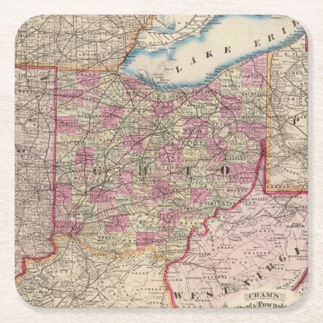 Ohio 9 square paper coaster (Front)