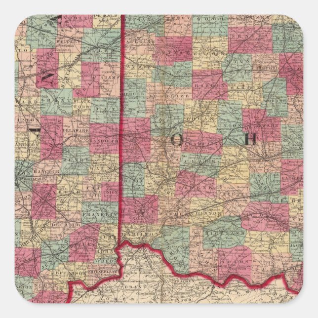 Ohio and Indiana 3 Square Sticker (Front)