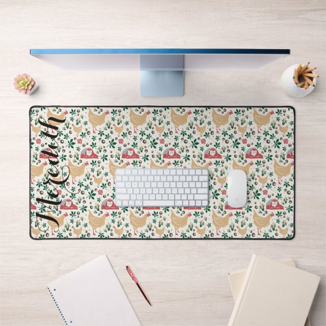 Ohio Barn Chicken Buckeye Pattern Name Desk Mat (Office 1)