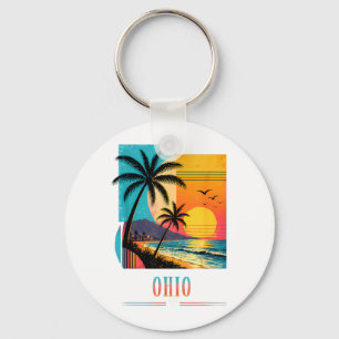 Ohio Beach Sunset 2026 Summer Vacation Retro Vibes Key Ring