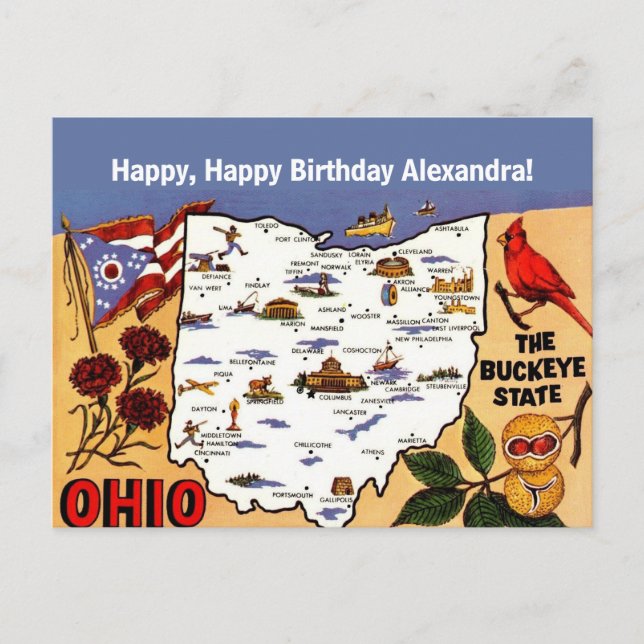  Ohio Buckeye Birthday Postcard (Front)