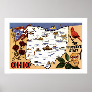 Ohio Buckeye State 20x30 Postcard Poster