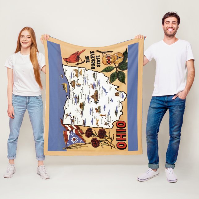  Ohio Buckeye State Fleece Throw Blanket (In Situ)