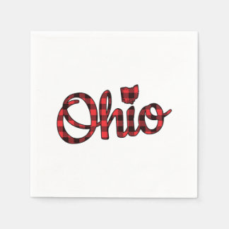 Ohio Buffalo Plaid Christmas Ohio Pride Buckeye St Napkin