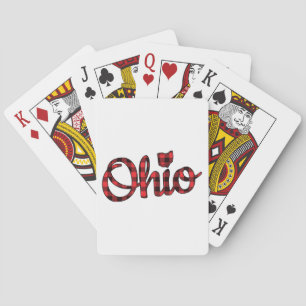 Ohio Buffalo Plaid Christmas Ohio Pride Buckeye St Playing Cards