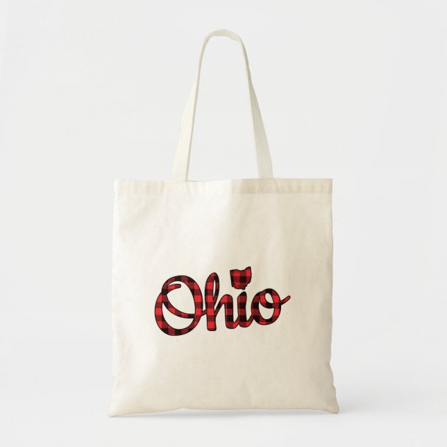 Ohio Buffalo Plaid Christmas Ohio Pride Buckeye St Tote Bag (Front)