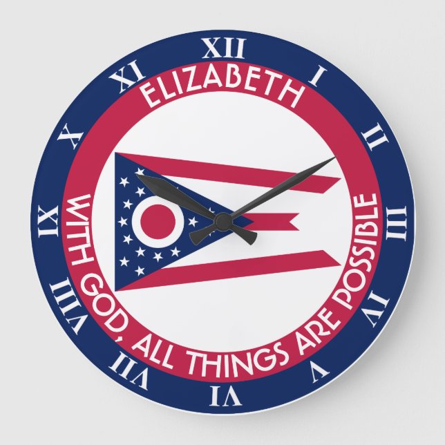 Ohio Burgee The Buckeye State Personalised Flag Large Clock (Front)