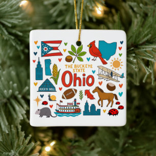 Ohio Custom Family Trip Christmas Ceramic Ornament