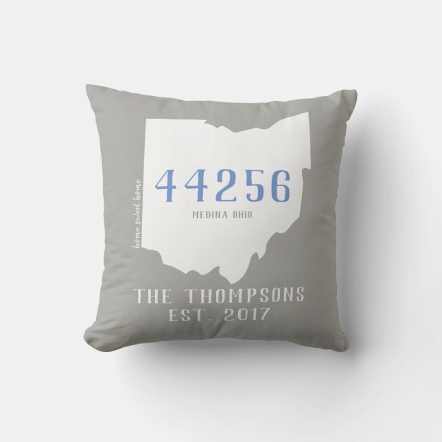 Ohio Custom Town Zip Code Home Pillow (Front)