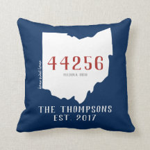 Ohio Custom Town Zip Code Home Pillow Navy