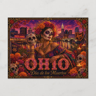 Ohio Día de los Muertos Retro Postcard