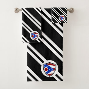 Ohio flag bath towel set