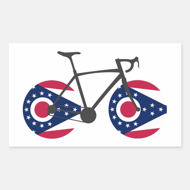 Ohio Flag Cycling Rectangular Sticker (Front)