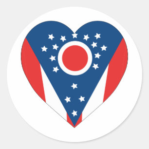 Ohio Flag Heart Classic Round Sticker