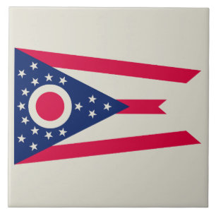 Ohio Flag: The Buckeye State Banner Ceramic Tile
