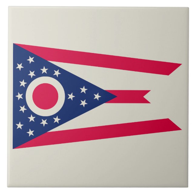 Ohio Flag: The Buckeye State Banner Ceramic Tile (Front)