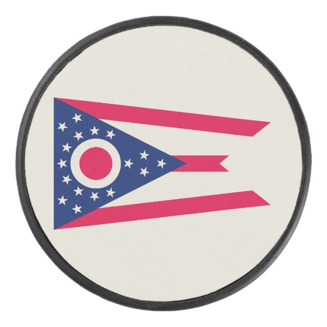 Ohio Flag: The Buckeye State Banner Hockey Puck (Front)