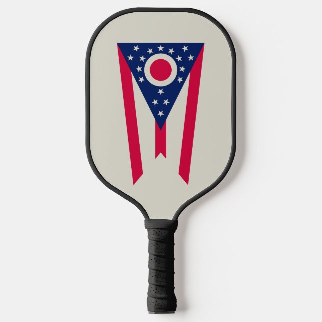 Ohio Flag: The Buckeye State Banner Pickleball Paddle (Front)
