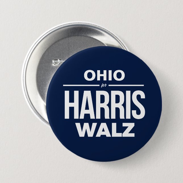 Ohio for Harris Walz 7.5 Cm Round Badge (Front & Back)