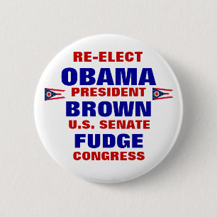 Ohio for Obama Brown Fudge 6 Cm Round Badge