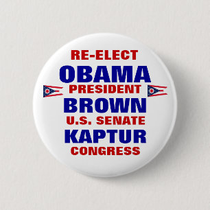 Ohio for Obama Brown Kaptur 6 Cm Round Badge