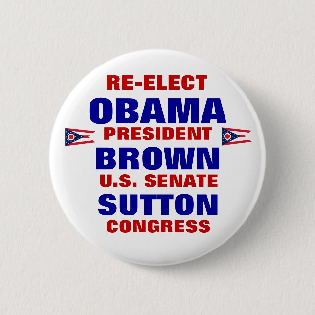 Ohio for Obama Brown Sutton 6 Cm Round Badge (Front)