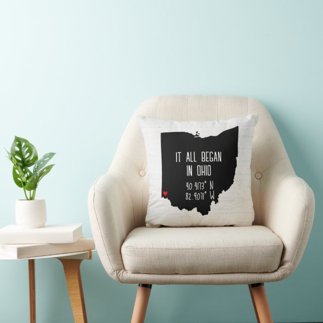 Ohio GPS Coordinates with Heart Cushion (Chair)