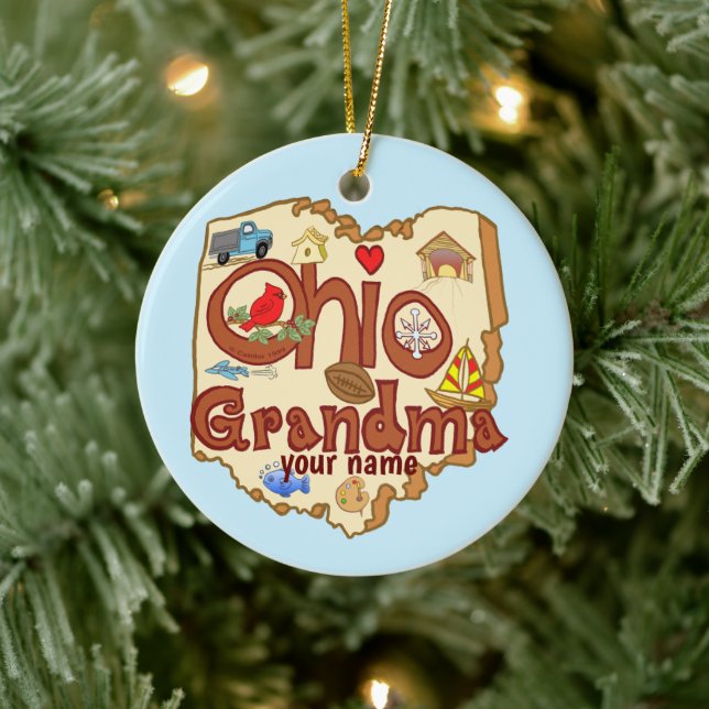 Ohio Grandma  Ceramic Ornament (Tree)