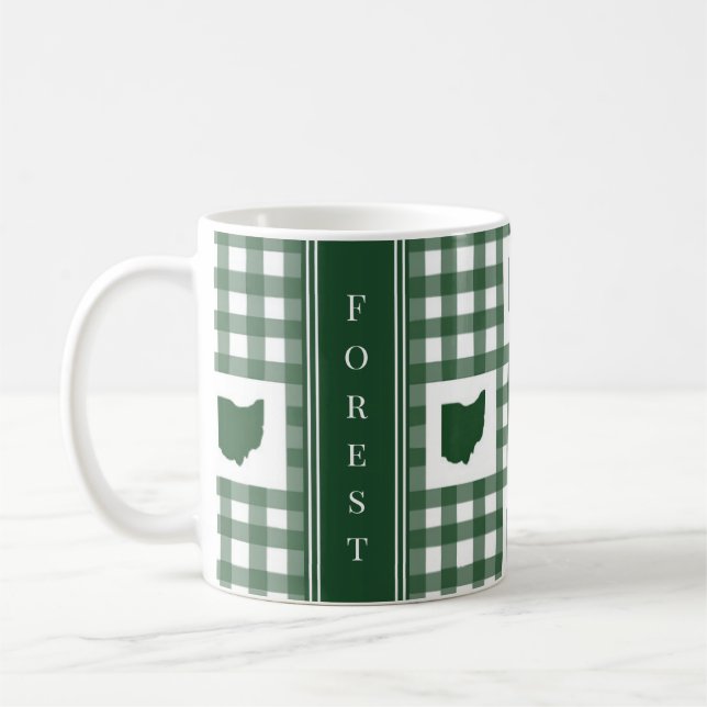 Ohio Green Gingham Coffee Mug (Left)