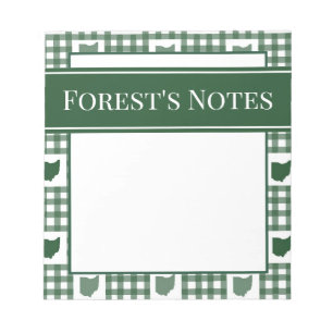Ohio Green Gingham Notepad