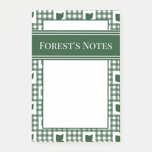 Ohio Green Gingham Post-it Notes (Front)
