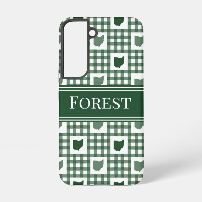 Ohio Green Gingham Samsung Galaxy S22 Case (Back)