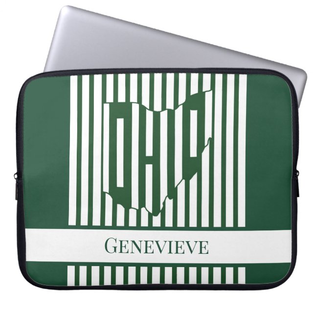 Ohio Green Stripe Laptop Sleeve (Front)