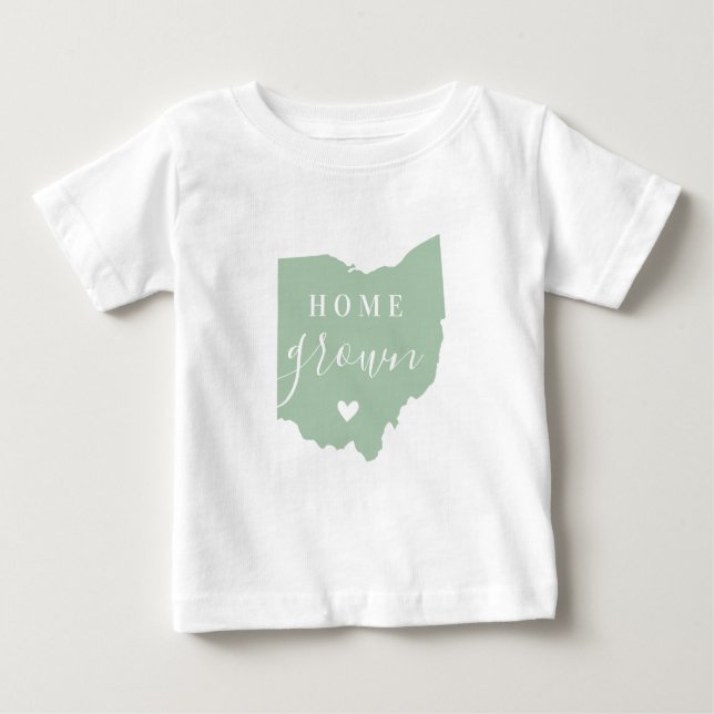 Ohio Home Grown | Editable Colours State Map Baby T-Shirt (Front)