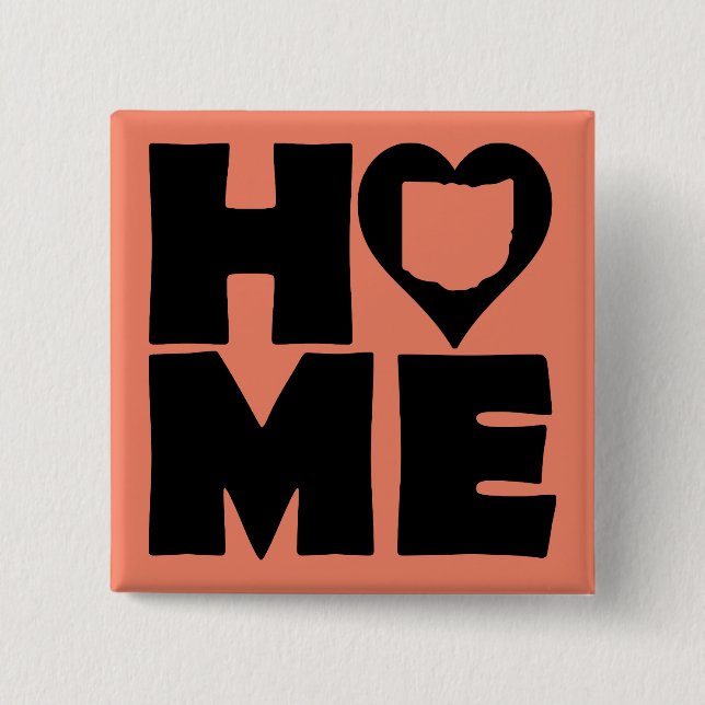 Ohio Home Heart State Button Badge Pin (Front)