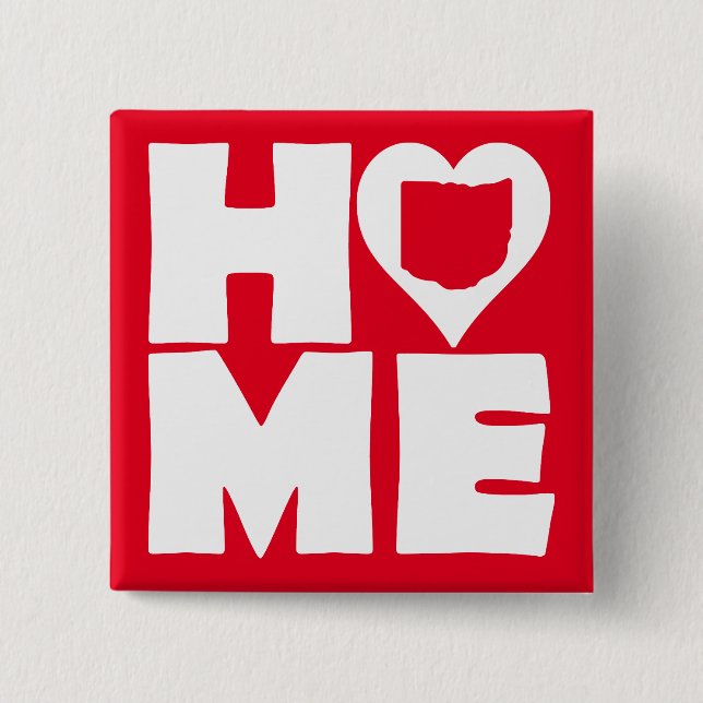Ohio Home Heart State Button Badge Pin (Front)
