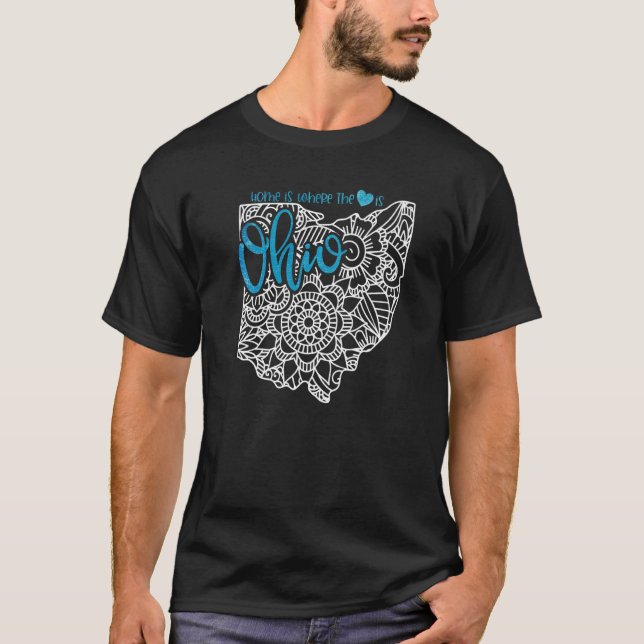 Ohio Home State Oh Mandala Map Usa America Us Patr T-Shirt (Front)