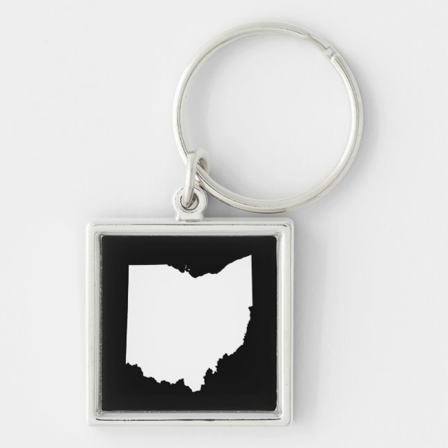 Ohio in White and Black Key Ring (Front)